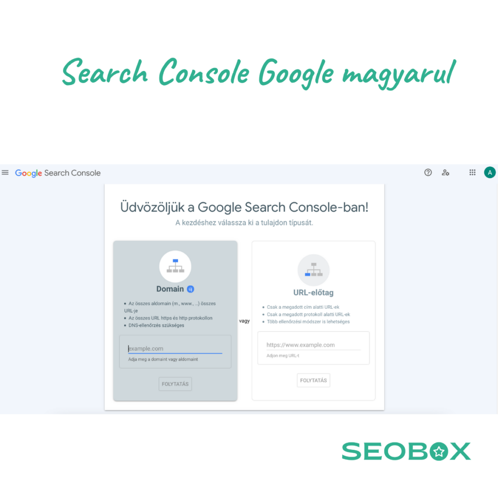 Seobox Search Console Google magyarul